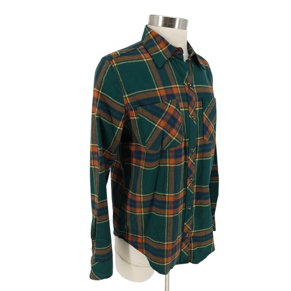Natural Reflections Flannel Shirt Green Plaid Long Sleeve Button Up Collared Top - Picture 2 of 6